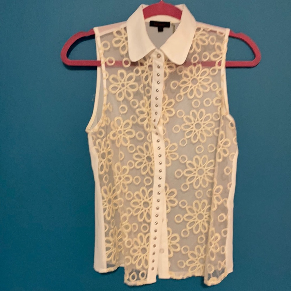 Sheer Floral Sleeveless Top